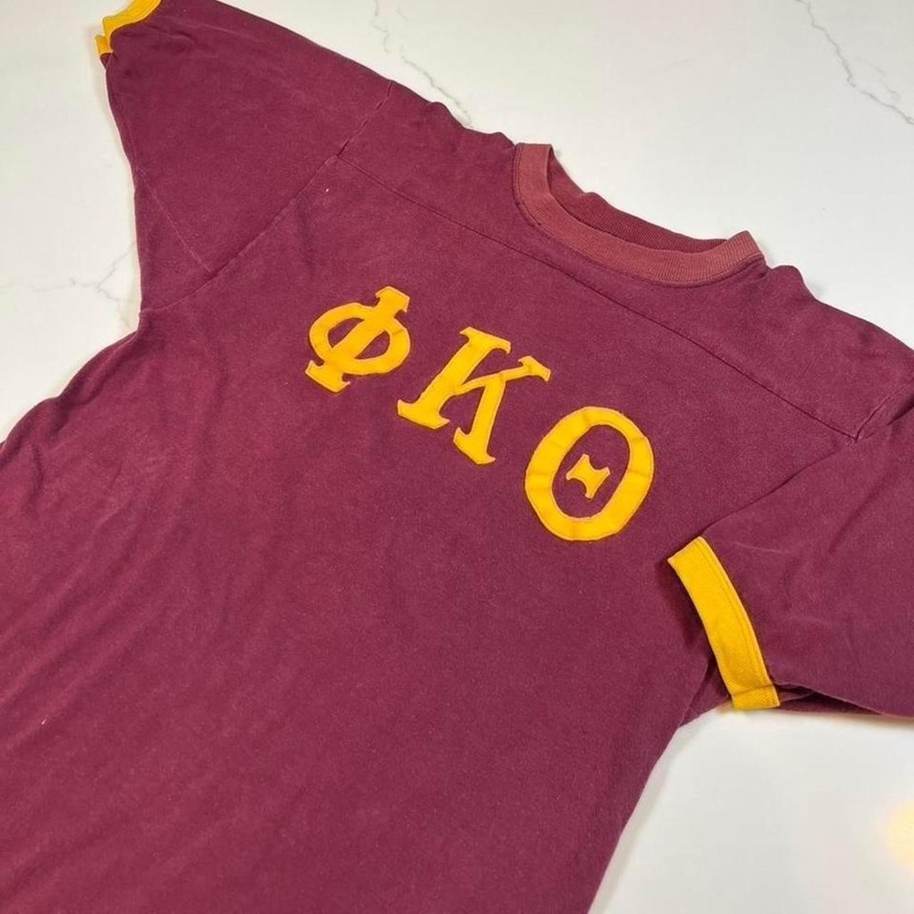 Vintage heavy cotton Football Jersey Mens Maroon Yellow 60s 70s Greek